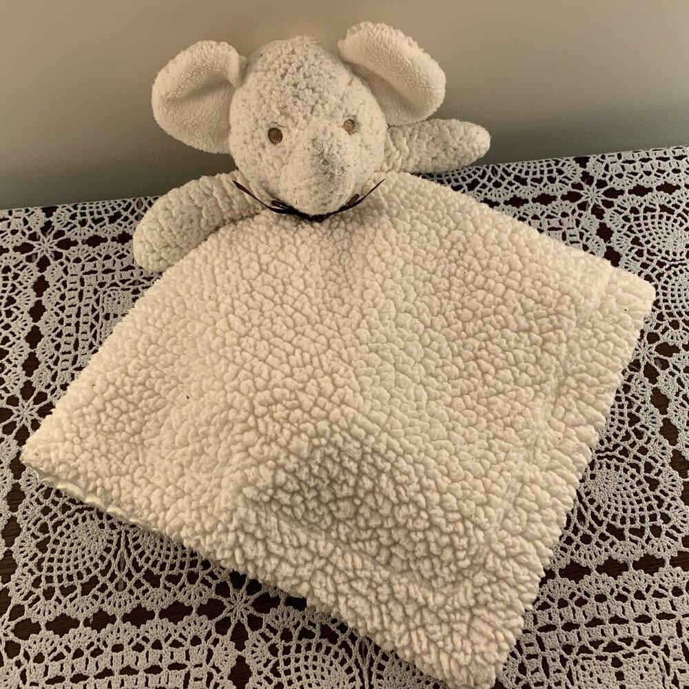 Laura Ashley Elephant Lovey Security Blankie Baby Blanket Soothing 15 Inch Cream